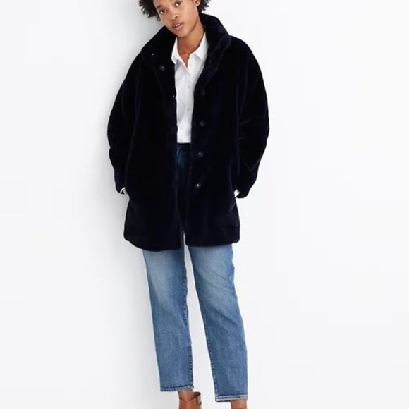 Madewell Jackets & Blazers - Madewell | Faux-Fur Coat | Dark Nightfall | Medium